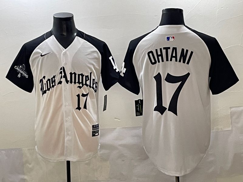 Men 2025 Los Angeles Dodgers #17 Ohtani White black Five generations Joint Name Nike MLB Jersey style 5268->los angeles dodgers->MLB Jersey